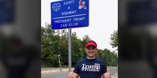 To earn the signs, Nick Umbs has to pick up garbage twice a year along the nearly four miles of roads he's adopted. (Nick Umbs)