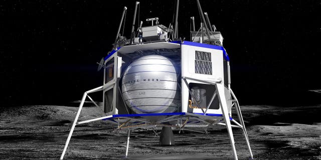 Illustration of Blue Origin's concept for a commercial lunar lander. (Blue Origin)
