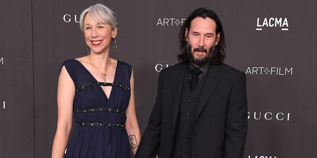 Alexandra Grant and Keanu Reeves arrives at the LACMA Art + Film Gala Presented By Gucci on Nov. 2, 2019 in Los Angeles, Calif.