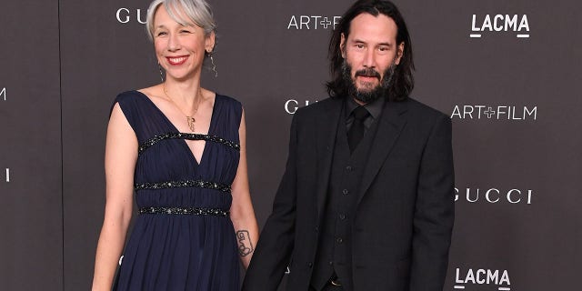 Alexandra Grant and Keanu Reeves arrives at the LACMA Art + Film Gala Presented By Gucci on Nov. 2, 2019 in Los Angeles, Calif.