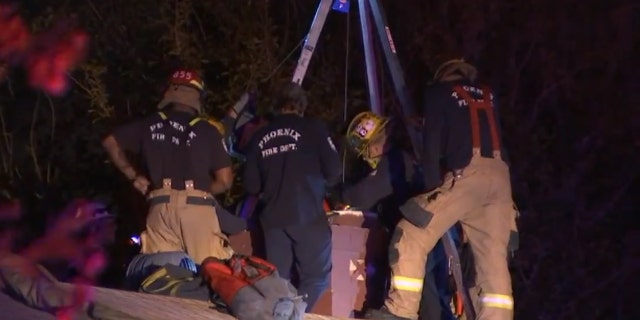 Firefighters took nearly 40 minutes to rescue the teen, who was covered in soot when she was freed.