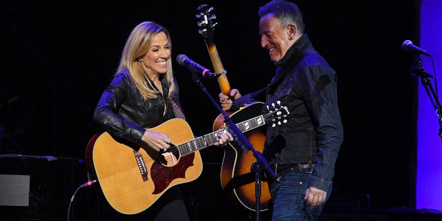 Crow and Springsteen perform onstage during the 13th annual Stand Up for Heroes to benefit the Bob Woodruff Foundation at the Hulu Theater at Madison Square Garden.