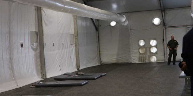 Beds at a migrant detention facility in Texas. (Adam Shaw/Fox News)