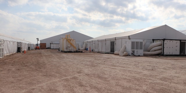 Soft-sided migrant facilities in Texas. (Adam Shaw/Fox News)