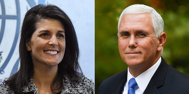 File photos of former Ambassador and Governor Nikki Haley (left) and former Vice President Mike Pence 