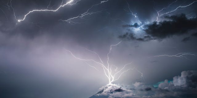 Lightning strikes the top of Volcán de Pacaya, an active volcano in Villa Canales, Guatemala in a recent storm.