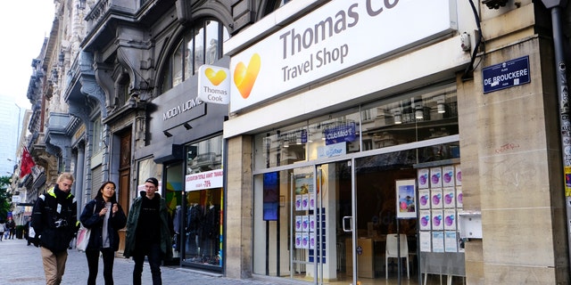 An image of a Thomas Cook Travel Agent shop in Brussels, Belgium taken in September 2019.