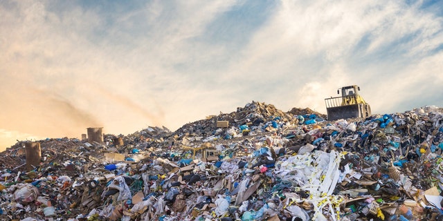 Garbage pile in trash dump or landfill. Pollution concept.