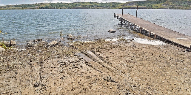 The pickup truck was recovered from Lake Sakakawea in North Dakota. (Tom Stromme/The Bismarck Tribune via AP, File)