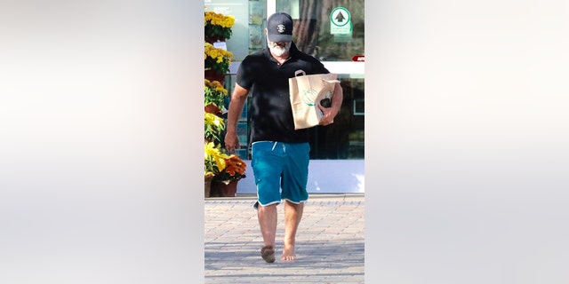 Filmmaker and actor Mel Gibson said no to his shoes as the star hit up Whole Foods to stock up on groceries in barefoot fashion on Monday, Nov. 19, 2019 in malibu, Calif.
