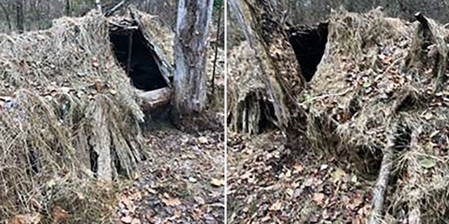 Investigators said they found Kately living in a makeshift shelter made of foliage and vegetation.