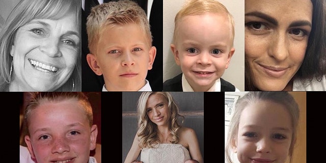 Clockwise from top left: Dawna Langford, Trevor Langford, Rogan Langford, Christina Marie Langford Johnson, Kristal Miller, Rhonita Maria Miller and twins Titus and Tiana, and Howard Miller.