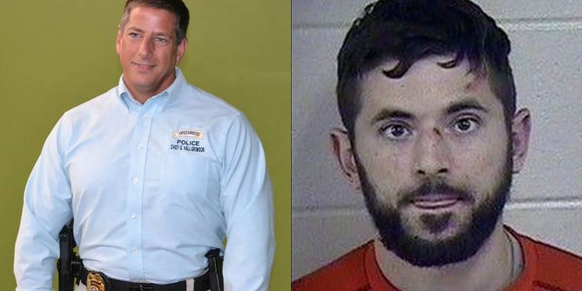 Former Greenwood Police chief Greg Hallgrimson (left) was indicted Wednesday for allegedly attacking Jonathon Zicarelli (right) while he was handcuffed.