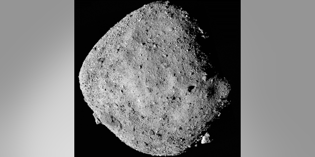 This is a mosaic image of asteroid Bennu, from NASA’s OSIRIS-REx spacecraft.