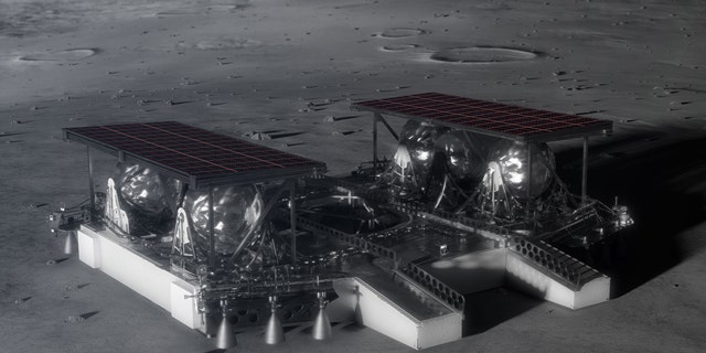 Illustration shows the mid-sized lander on the lunar surface. (Credit: NASA)