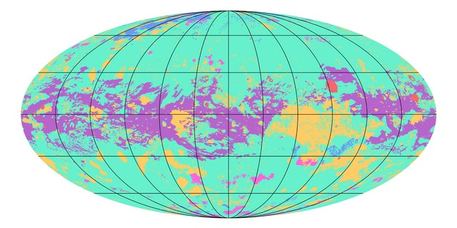 The first global geologic map of Titan is based on radar and visible-light images from NASA's Cassini mission, which orbited Saturn from 2004 to 2017. Labels point to several of the named surface features.
