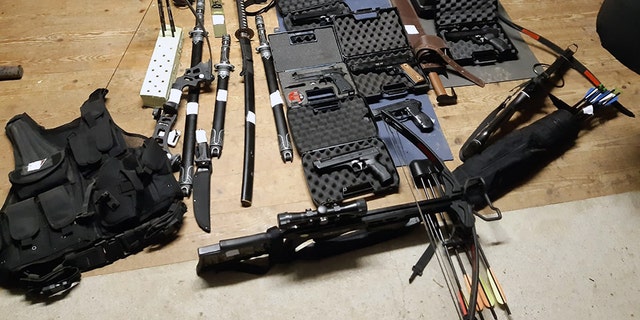 Some of the weapons and other items seized in the raids.