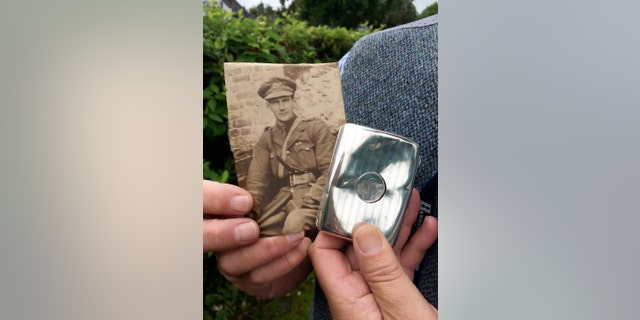 Second Lieutenant William Lytle, aged 22, in France and the cigarette case. (Credit: SWNS)