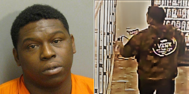 An undated mugshot provided by the Auburn Police Department shows Yazeed after police identified him from video surveillance (right) taken from inside a convenience store on South College Street on Oct.23.