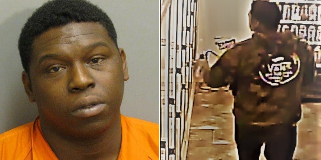 An undated mugshot provided by the Auburn Police Department shows Yazeed after police identified him from video surveillance (right) taken from inside a convenience store on South College Street on Oct.23.