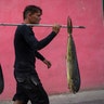 A fisherman carries fish in Old Havana, Cuba, Nov 12, 2019.