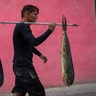 A fisherman carries fish in Old Havana, Cuba, Nov 12, 2019. 