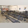 Benches in the detention center processing area in Donna, Texas. 