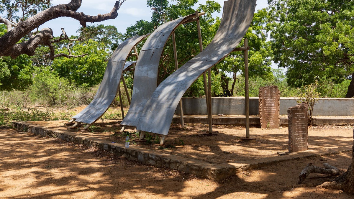 This crude memorial was erected at the site where the 2004 ‘Boxing Day’ Tsunami made landfall at Yala National Park in southern Sri Lanka. Each curved metal column represents the number of seismic waves that crashed ashore.