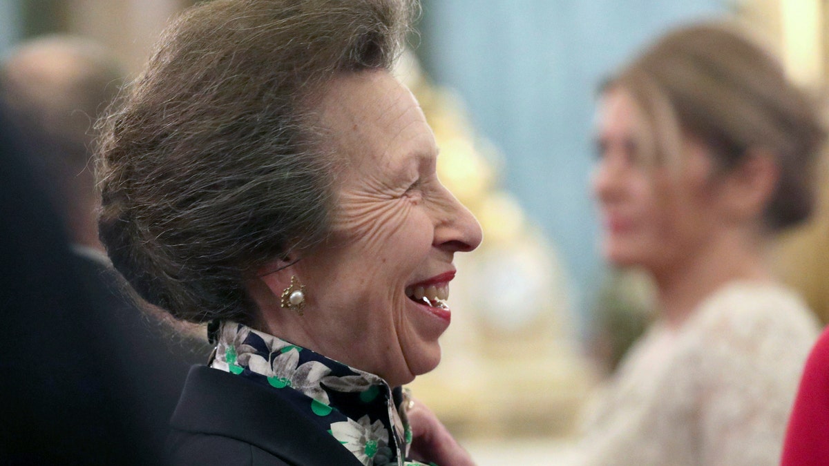 Princess Anne attends a reception at Buckingham Palace on Tuesday, Dec. 3, 2019. (Yui Mok/Pool Photo via AP)