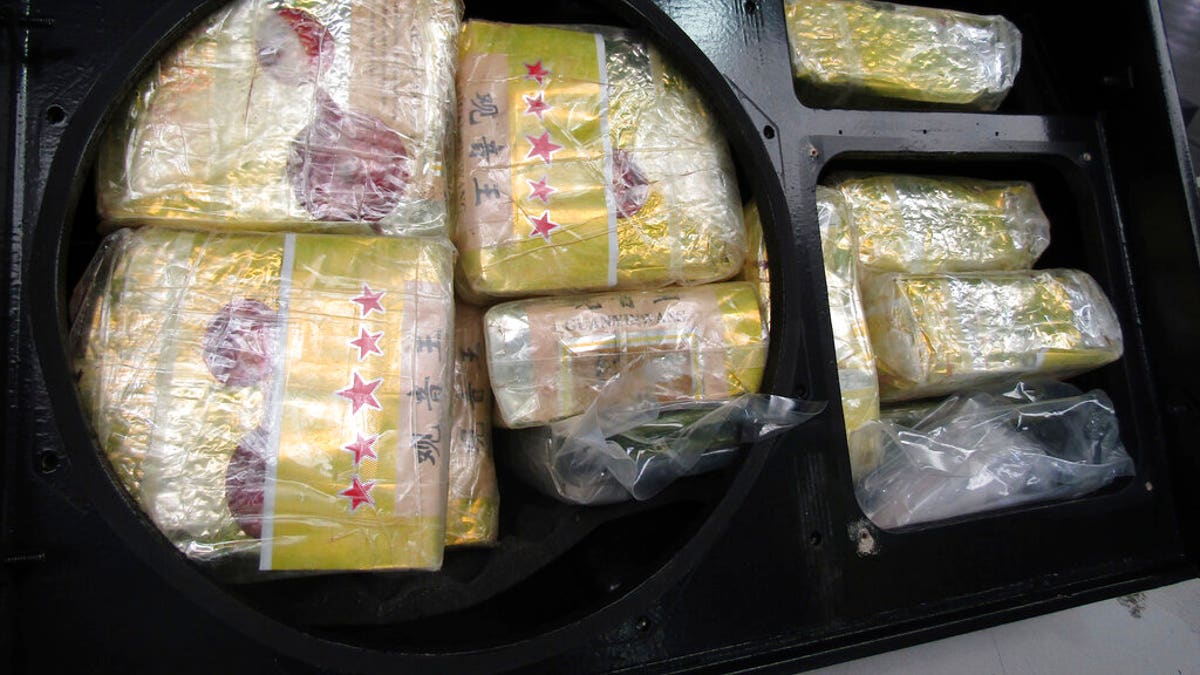 This photo provided by Australian Border Force shows the drugs in sealed packages after its seizure. 