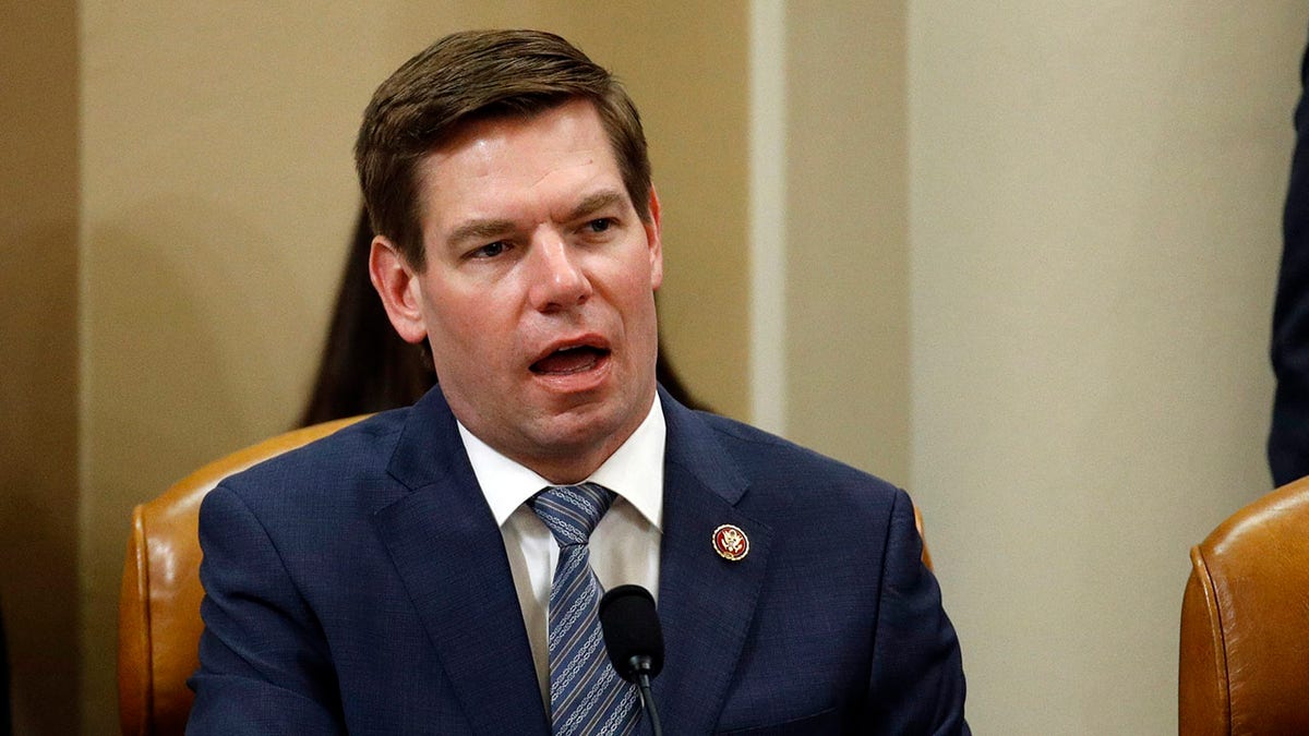 Rep. Eric Swalwell, D-Calf., votes to approve the second article of impeachment against President Trump during a House Judiciary Committee meeting, Dec. 13, 2019, on Capitol Hill in Washington. (AP Photo/Patrick Semansky, Pool)