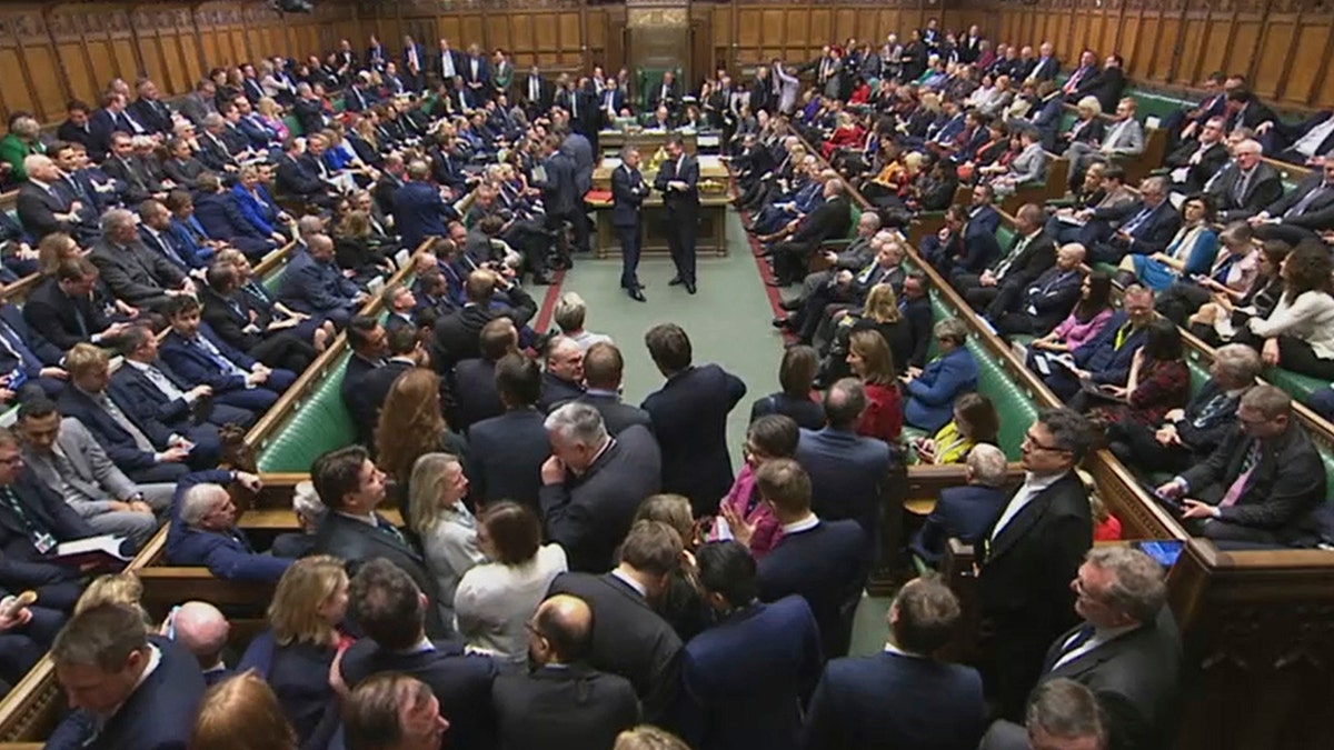 British lawmakers approved in principle Prime Minister Boris Johnson’s Brexit bill, clearing the way for the U.K. to leave the European Union next month. The House of Commons voted 358-234 on Friday for the Withdrawal Agreement Bill. (House of Commons via AP)