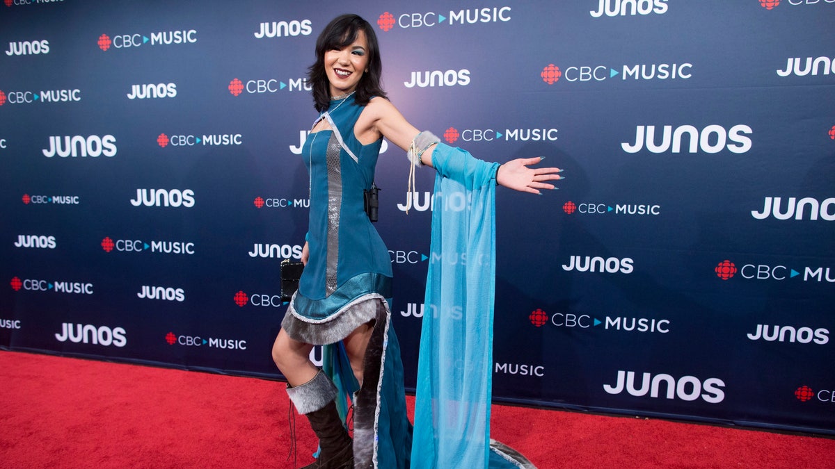 FILE - In this March 25, 2018, file photo, Kelly Fraser arrives on the red carpet at the Juno Awards in Vancouver, British Columbia. (Darryl Dyck/The Canadian Press via AP)