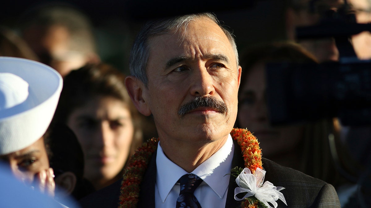 Retired Adm. Harry Harris, currently the U.S. Ambassador to South Korea, attends a ceremony to mark the 78th anniversary of the Japanese attack on Pearl Harbor, Saturday, Dec. 7, 2019 at Pearl Harbor, Hawaii. (AP Photo/Caleb Jones)