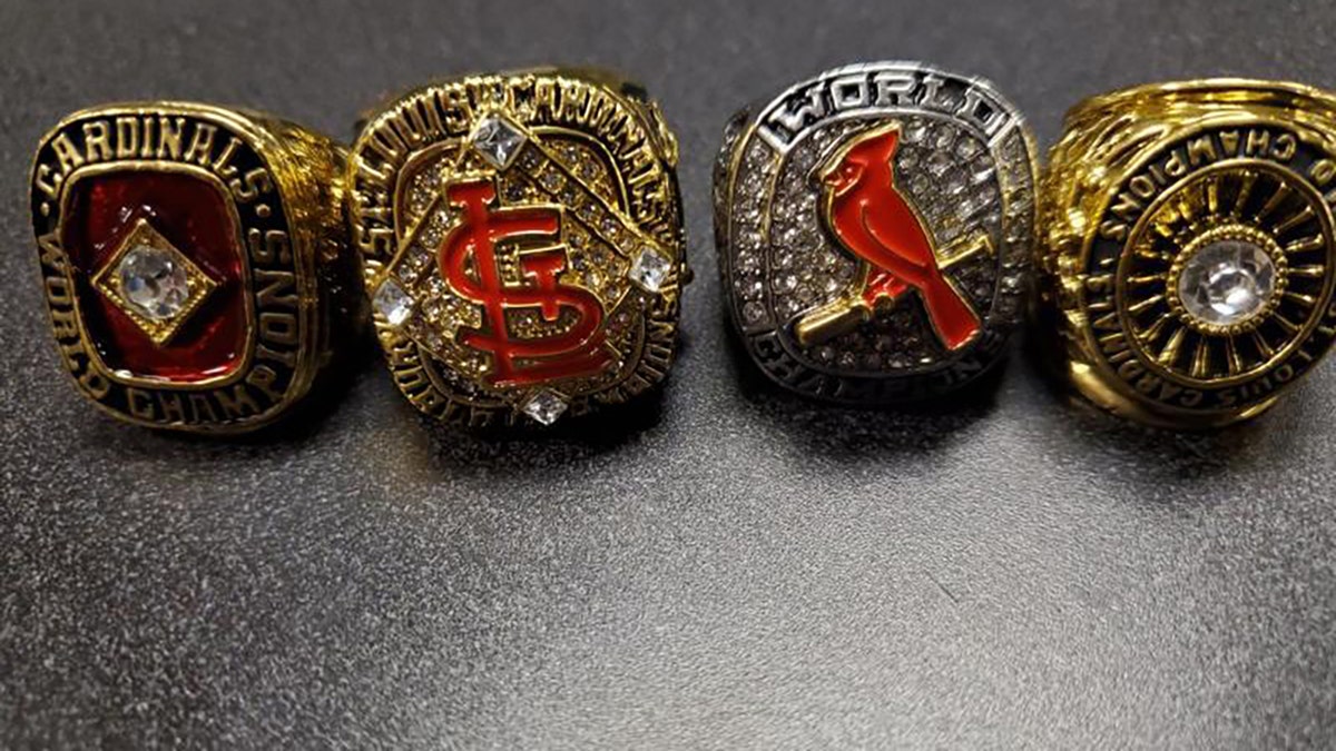 The three different shipments of fake NFL, MLB, and NHL rings included teams such as baseball's St. Louis Cardinals.