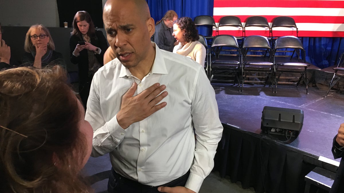 Democratic presidential candidate Sen. Cory Booker of New Jersey campaigns in Portsmouth, NH in February 2019