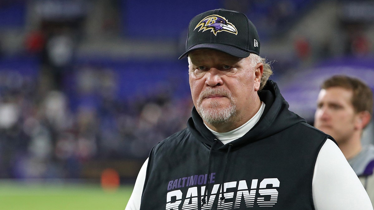 Ravens Defensive Coordinator Don Martindale walks on the field prior to the game against the New England Patriots at M&amp;T Bank Stadium on November 03, 2019 in Baltimore, Maryland. (Photo by Todd Olszewski/Getty Images)