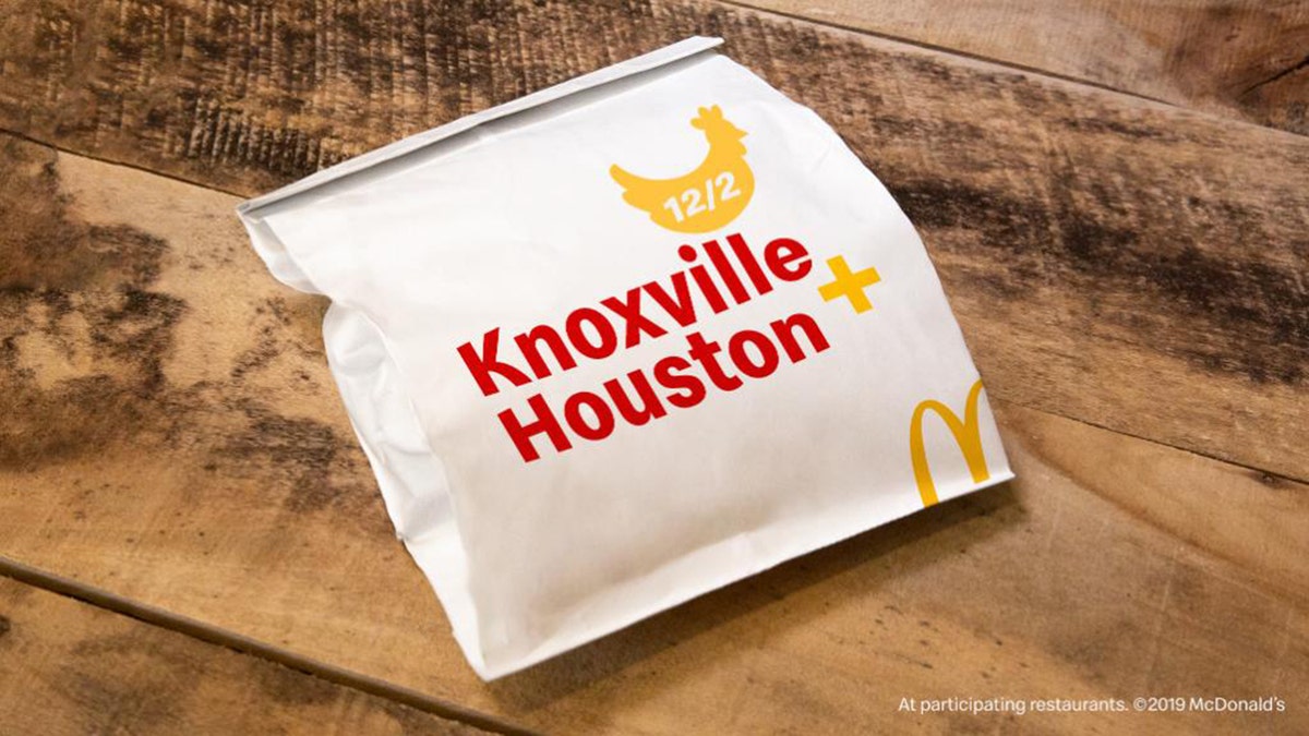 The tweet included a photo of a McDonald’s branded bag and had a photo of a chicken silhouette with “12/2” printed in it, along with the two cities.