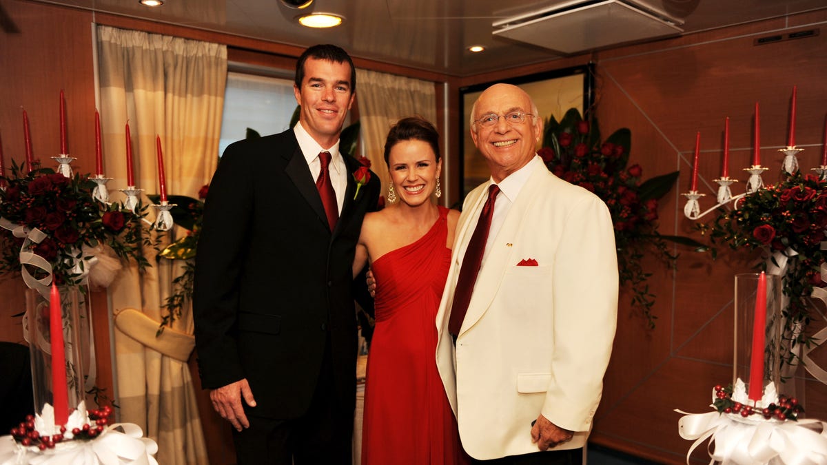 Ryan and Trista Sutter (seen here with longtime Princess Cruises ambassador Gavin MacLeod) helped christen one of the line's ships in 2008. 