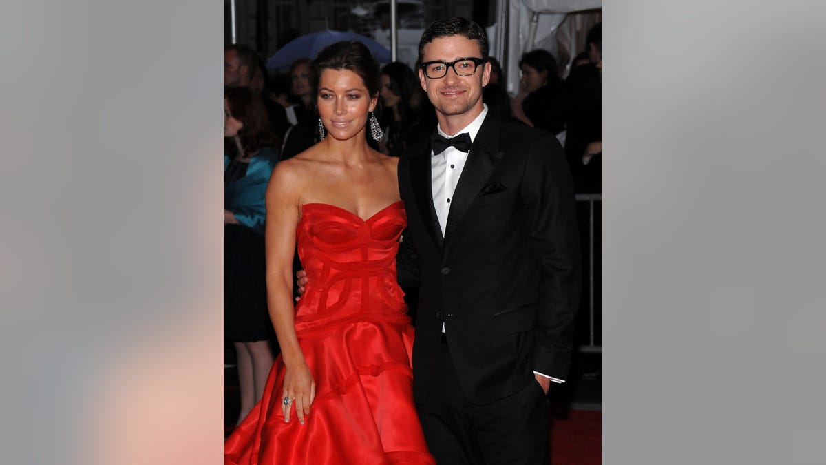 Jessica Biel and Justin Timberlake attend a red carpet event in New York City in 2009. (Photo by Dimitrios Kambouris/FilmMagic)