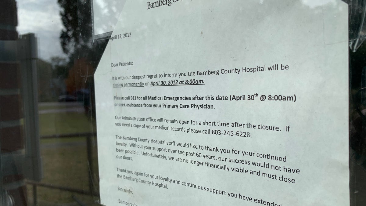 Bamberg County Hospital in South Carolina shut its doors in 2012, leaving residents with long-distance drives to seek medical care until a smaller clinic recently opened.
