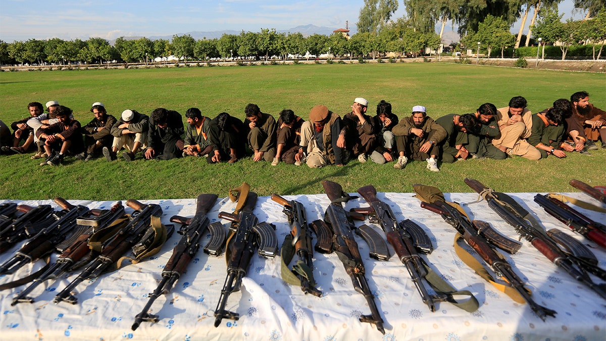 Islamic State militants who surrendered to the Afghan government are presented to media in Jalalabad, Nangarhar province, Afghanistan November 17, 2019. A Connecticut man is charged with attempting to travel to Syria to kill on behalf of the terror group. REUTERS/Parwiz