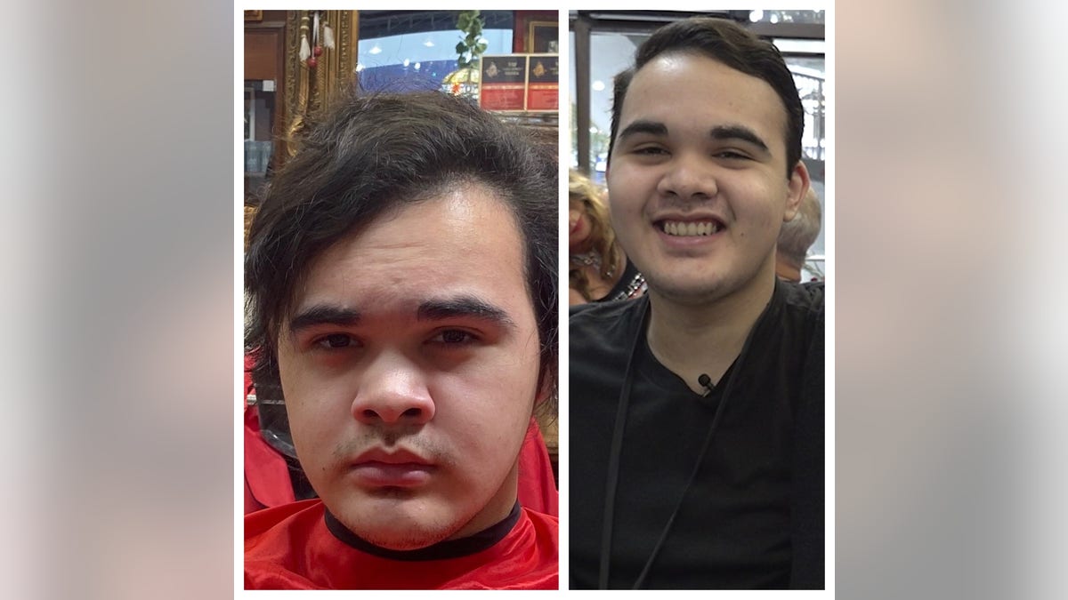 A before and after of the transformation of Rowen Steevez, a 19-year-old homeless man living at the Camillus House.