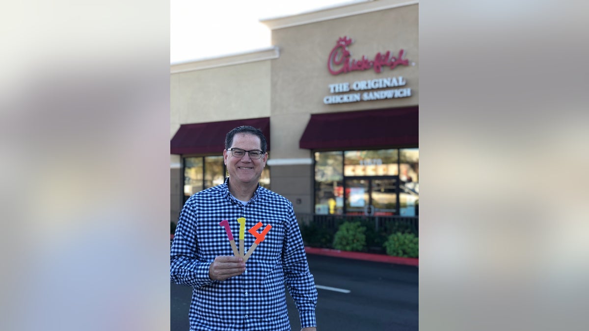 A huge fan of Chick-fil-A, Mark Mendenhall ate at his local restaurant for 114 consecutive days (excluding Sundays). As he tells Fox News, two of his three children have even been employed by the restaurant, and the third hopes to work there when she's older.<br>