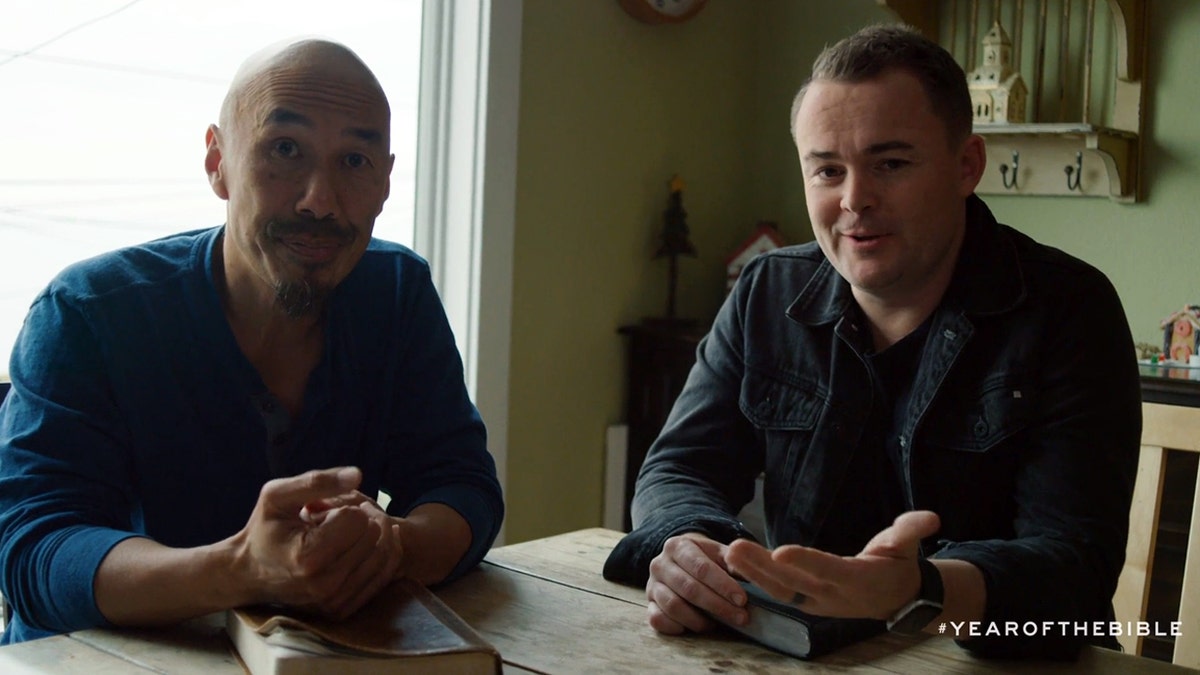 Francis Chan, left, and Nick Hall talking about the "Year of the Bible" in a promo for the movement.
