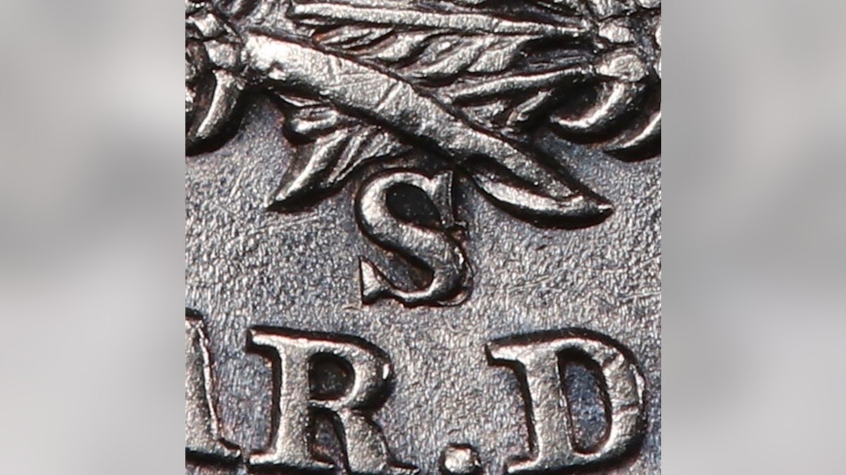 A close up of the the large S over small s mint mark on one of the nine coins. (Image courtesy of Professional Coin Grading Service www.PCGS.com)
