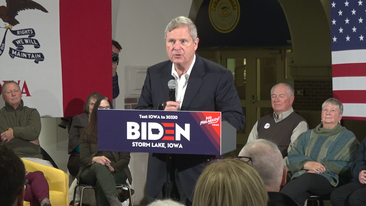 Former Iowa governor and U.S. Secretary of Agriculture Tom Vilsack joined Biden on the first few days of his tour. Vilsack endorsed Biden last month. 