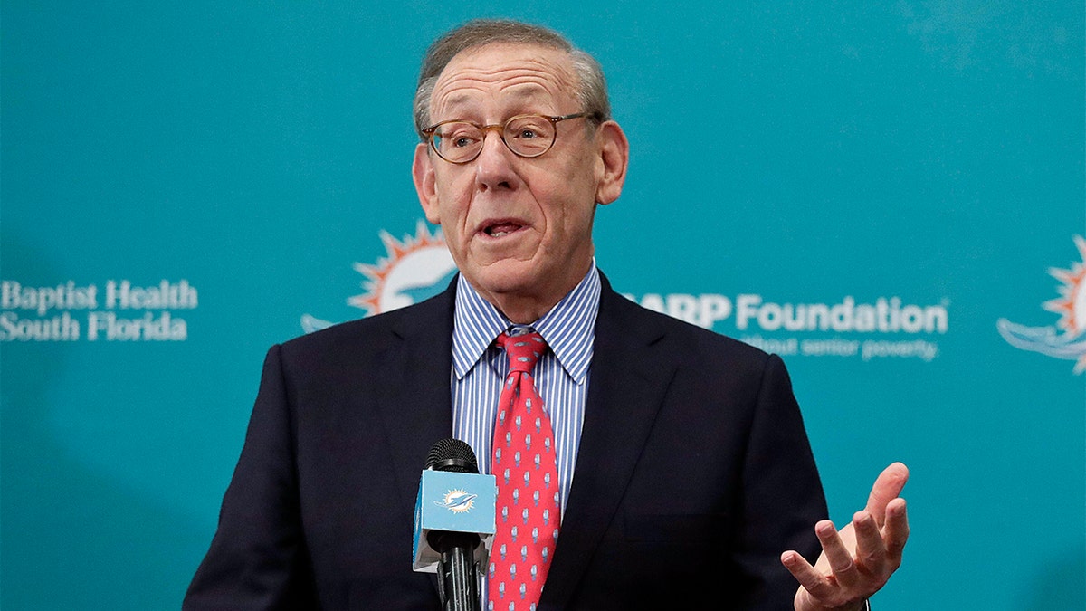 FILE - In this Feb. 4, 2019, file photo, Miami Dolphins owner Stephen Ross speaks in Davie, Fla.