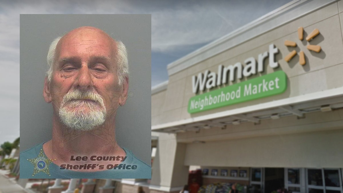 Cape Coral Police say Henry Harvey (inset) punched a customer "in the head" following an argument in the checkout line.
