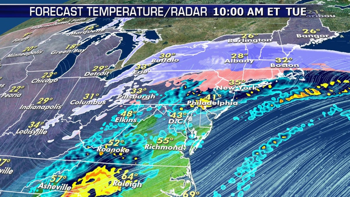 A mix of sleet, rain, snow, and freezing rain is impacting the Mid-Atlantic and Northeast on Tuesday.